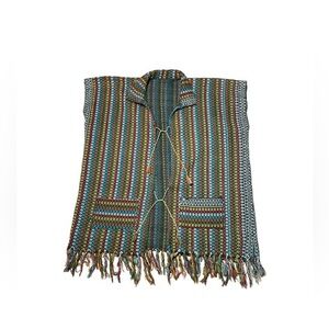 Vintage boho‎ sleeveless duster vest knit fringe hippie top OSFM textured